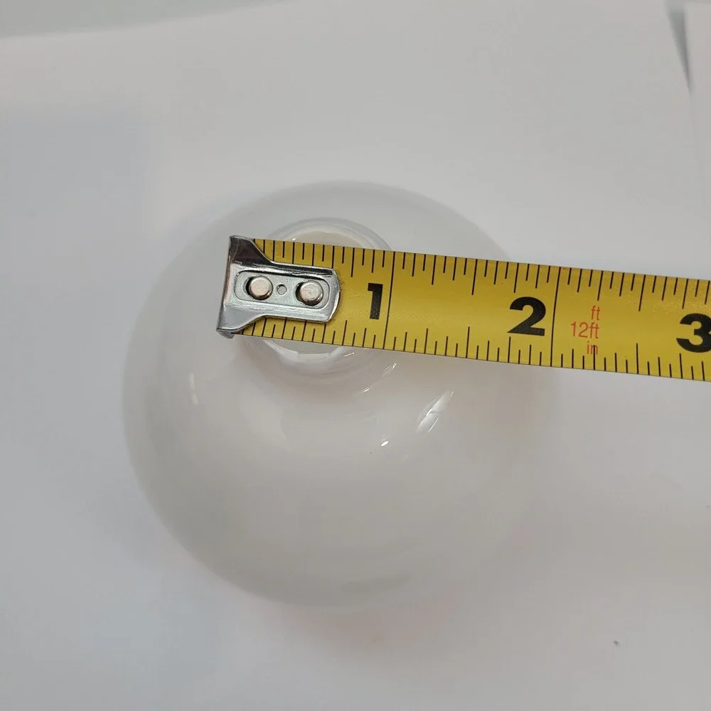 Unbranded Hand Blown White Art Glass Orb Bud Vase Spherical Minimalist Decor‎